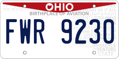 OH license plate FWR9230