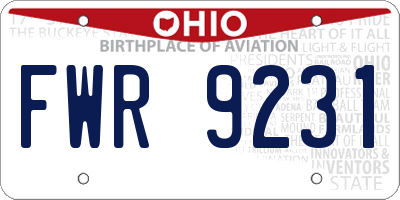 OH license plate FWR9231