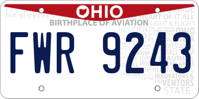 OH license plate FWR9243