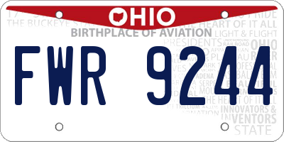 OH license plate FWR9244