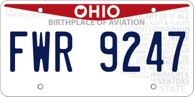 OH license plate FWR9247