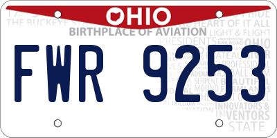 OH license plate FWR9253