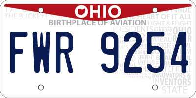OH license plate FWR9254