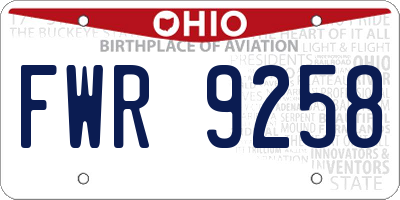 OH license plate FWR9258