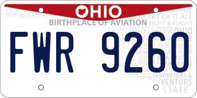 OH license plate FWR9260