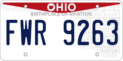 OH license plate FWR9263