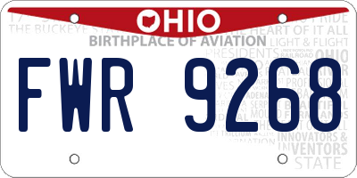 OH license plate FWR9268