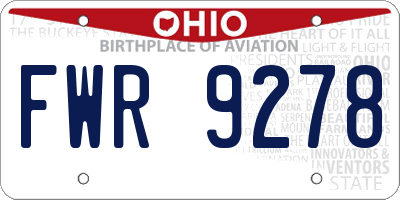 OH license plate FWR9278