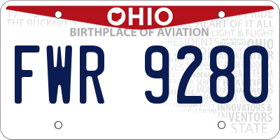OH license plate FWR9280