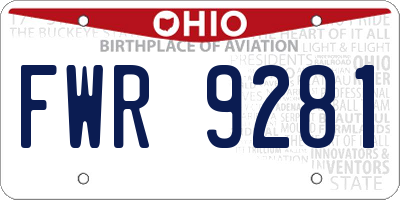 OH license plate FWR9281
