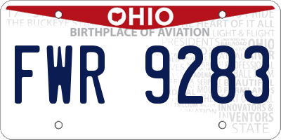 OH license plate FWR9283