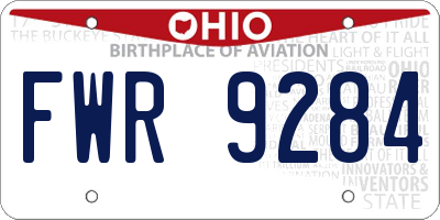 OH license plate FWR9284
