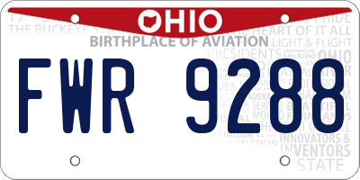 OH license plate FWR9288