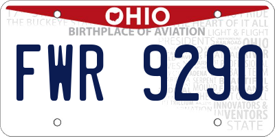 OH license plate FWR9290