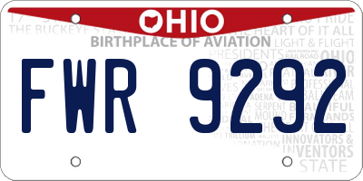 OH license plate FWR9292