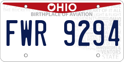 OH license plate FWR9294