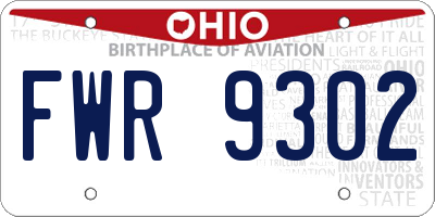 OH license plate FWR9302