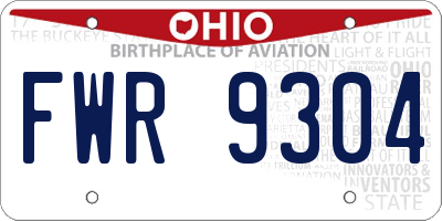 OH license plate FWR9304