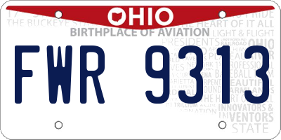 OH license plate FWR9313