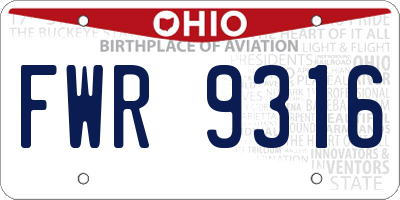 OH license plate FWR9316