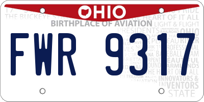 OH license plate FWR9317