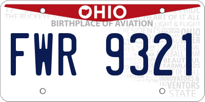 OH license plate FWR9321