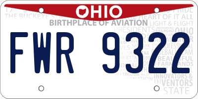 OH license plate FWR9322