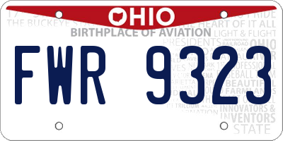 OH license plate FWR9323