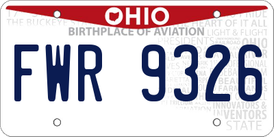 OH license plate FWR9326