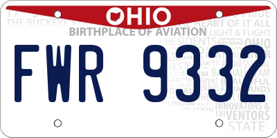 OH license plate FWR9332