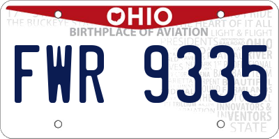 OH license plate FWR9335