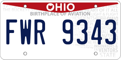 OH license plate FWR9343