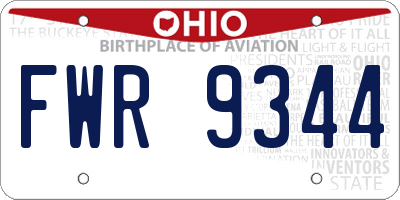OH license plate FWR9344