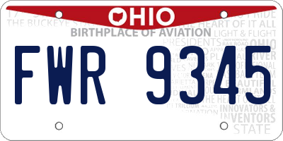 OH license plate FWR9345