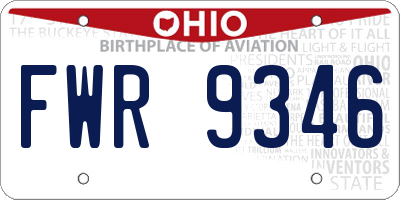 OH license plate FWR9346