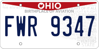 OH license plate FWR9347