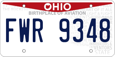 OH license plate FWR9348