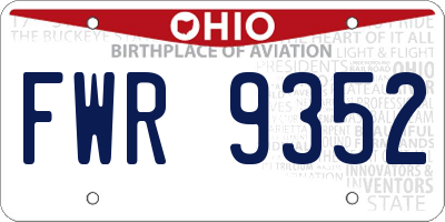 OH license plate FWR9352