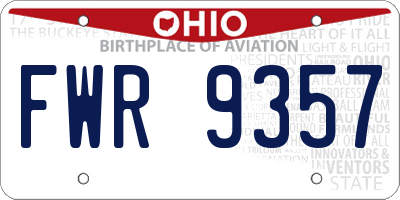 OH license plate FWR9357