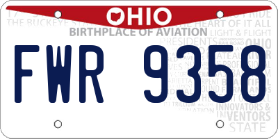 OH license plate FWR9358