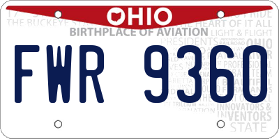 OH license plate FWR9360
