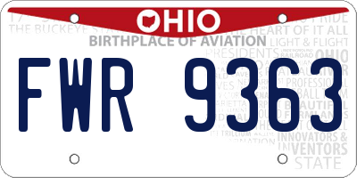 OH license plate FWR9363
