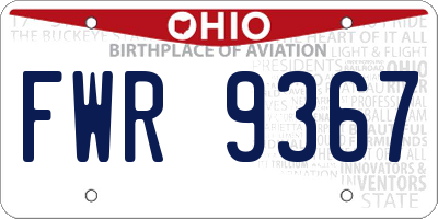 OH license plate FWR9367
