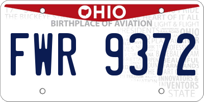 OH license plate FWR9372