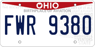 OH license plate FWR9380