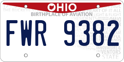 OH license plate FWR9382