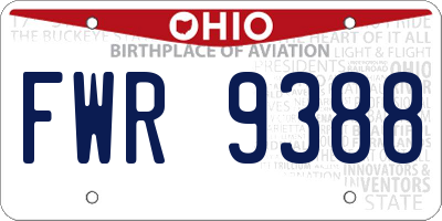 OH license plate FWR9388