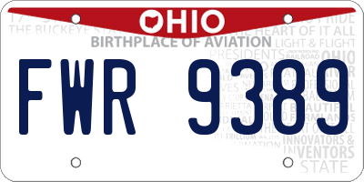 OH license plate FWR9389