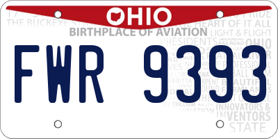 OH license plate FWR9393