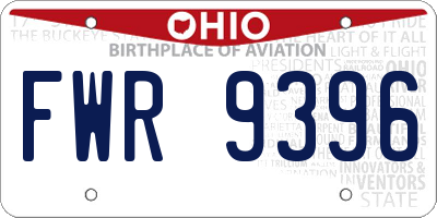OH license plate FWR9396